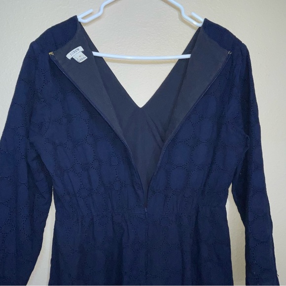 J Crew Navy Eyelet Blue Women's Dress - Picture 7 of 11